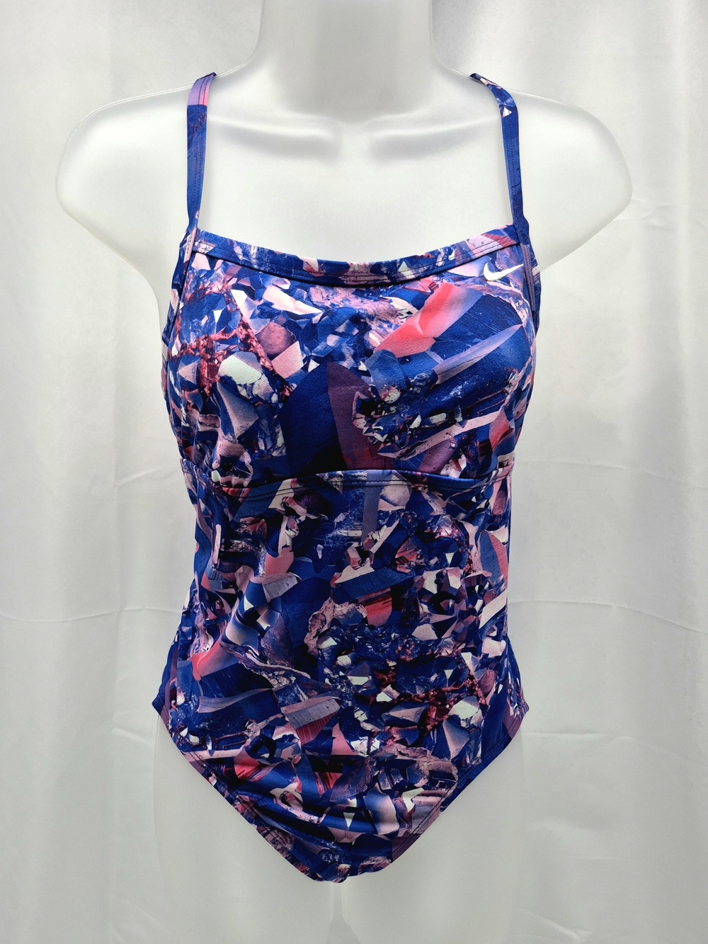 NWOT Nike Gemstone One Piece Swimsuit Purple Blue M. Retro Sporty Swim Summer